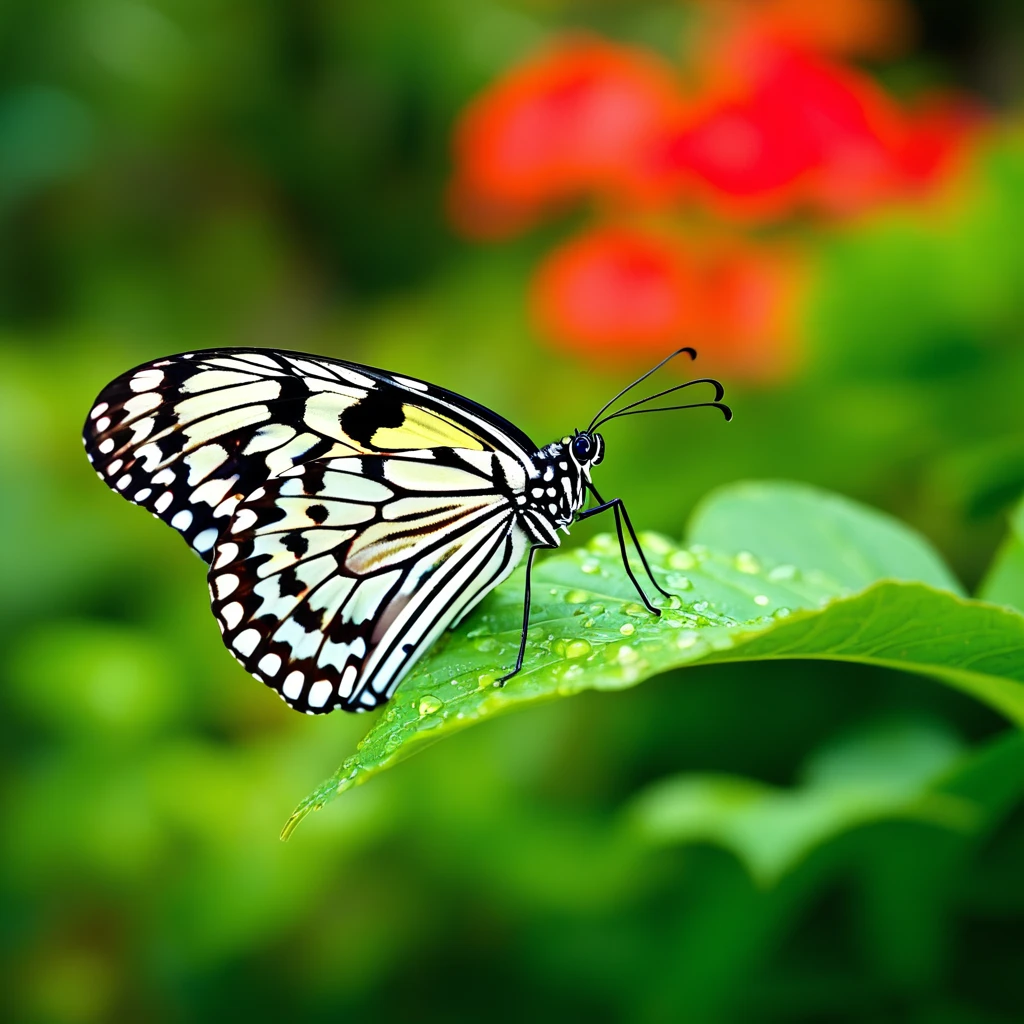 Text To Image 3.2: Butterfly resting on a wet leaf