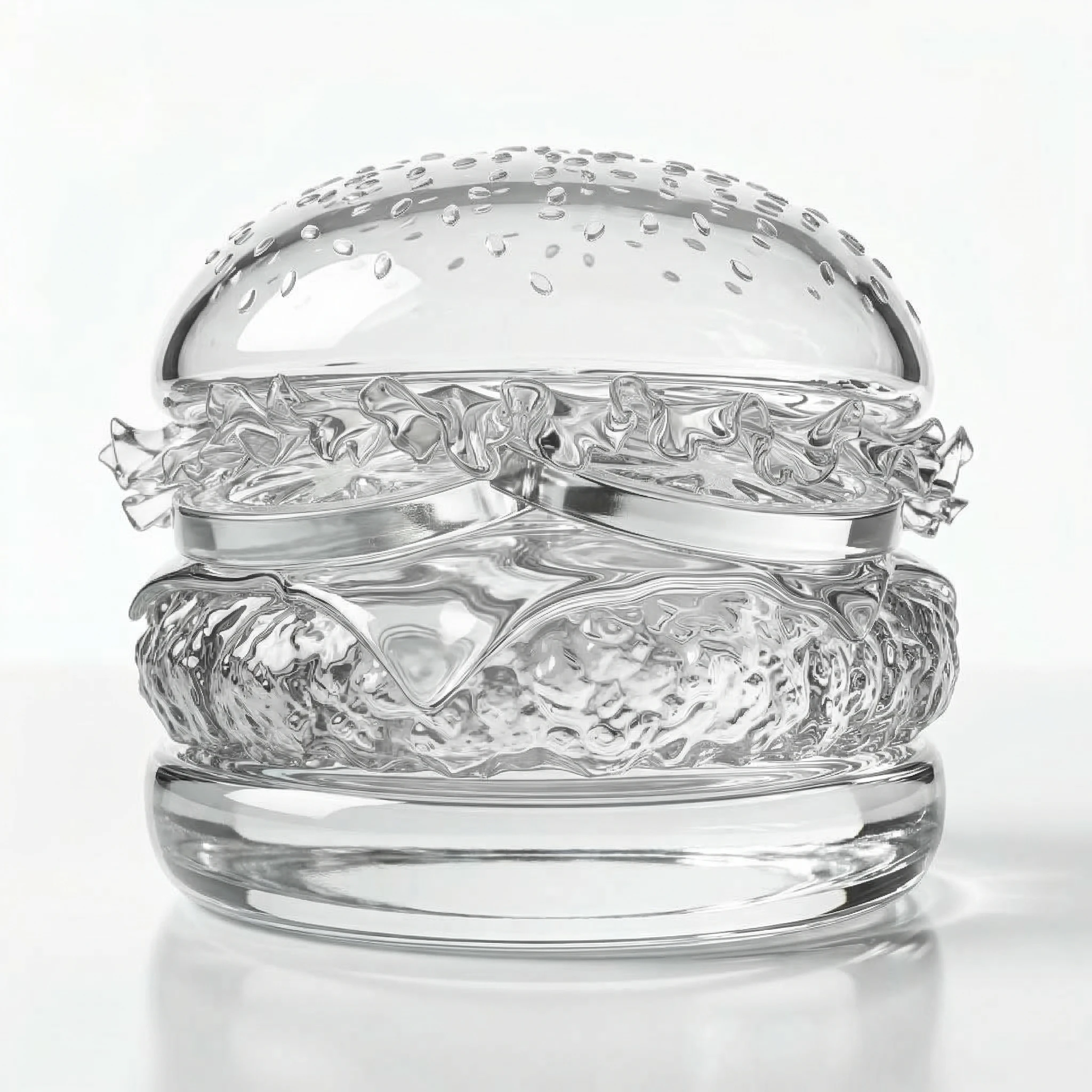 Nano Banana Pro Edit: Make the hamburger made of glass.