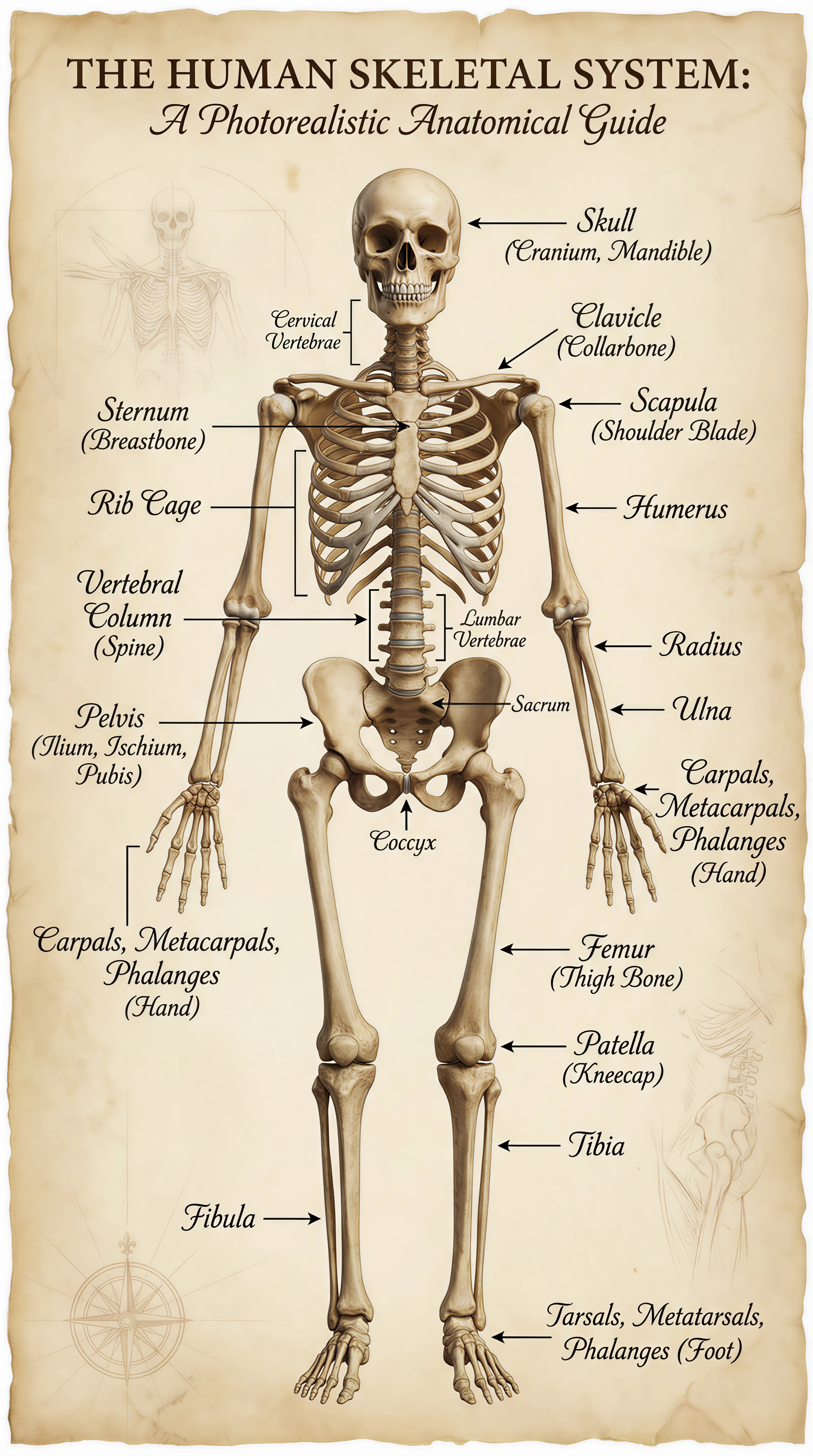 Nano Banana Pro Text-to-Image-Ultra: Make a realistic infographic of the human skeletal system with label