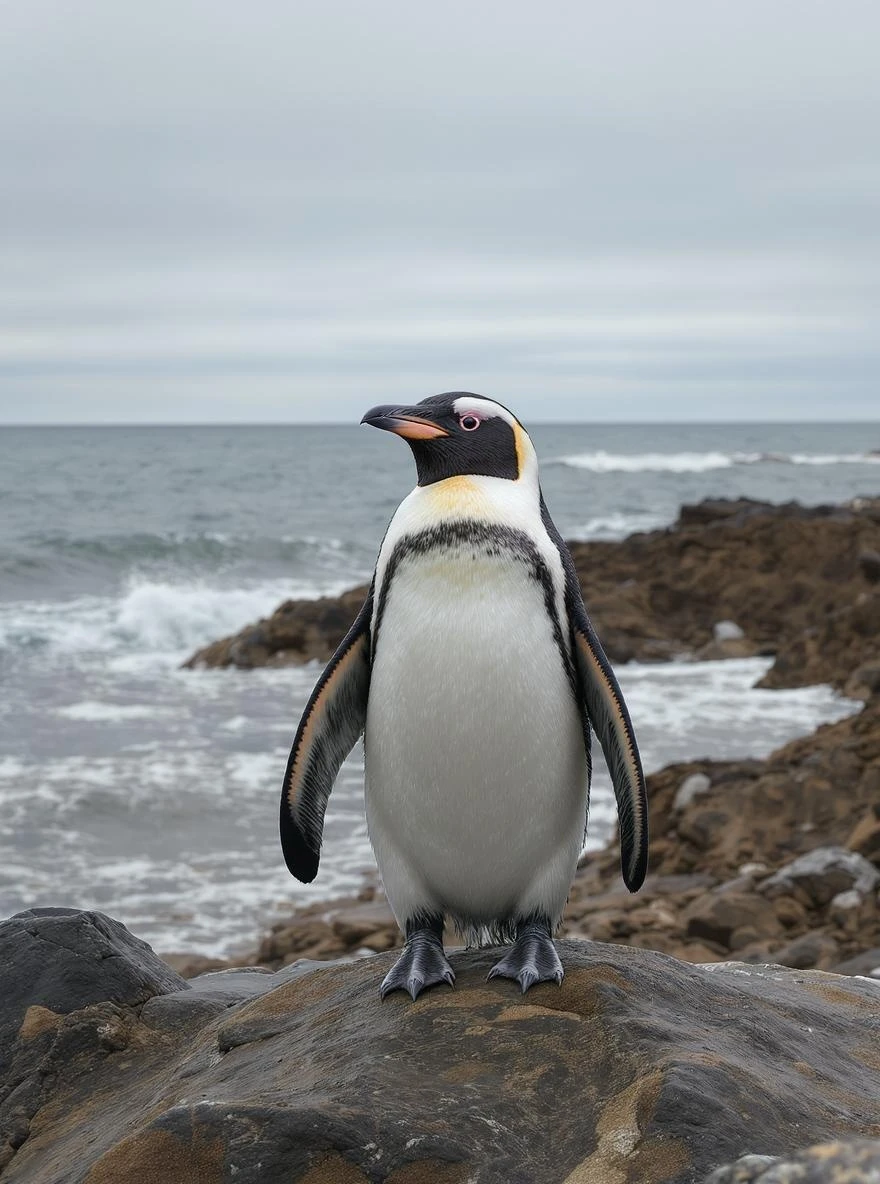 Veo3.1 Reference-to-Video: The man is feeding penguins noodles, and he happily says: Eat up, eat your fill!