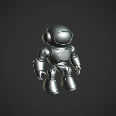 Rodin V2 Text-to-3d: a 3D model of a small companion robot with a spherical main body, two short cylindrical legs with rounded feet