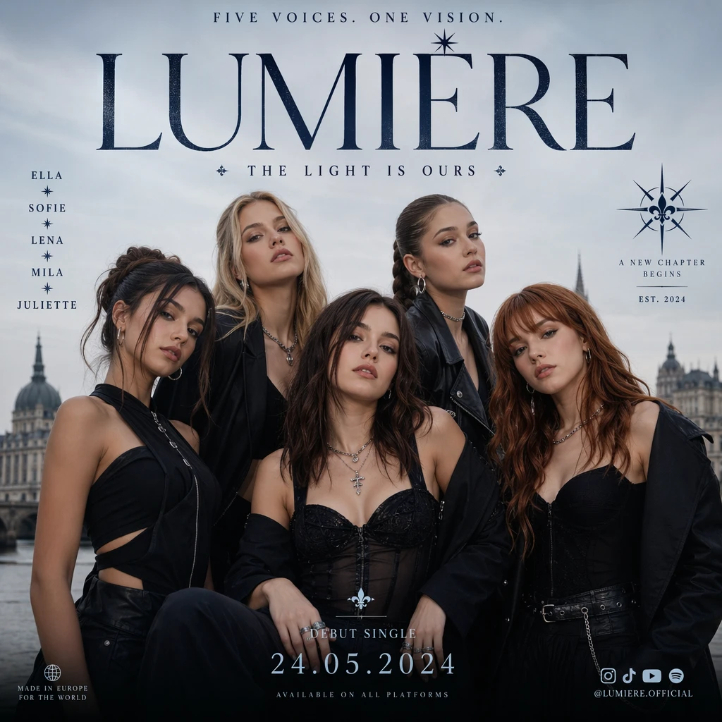 GPT Image 2 Text-to-Image: Generate a poster image of a European girl group.